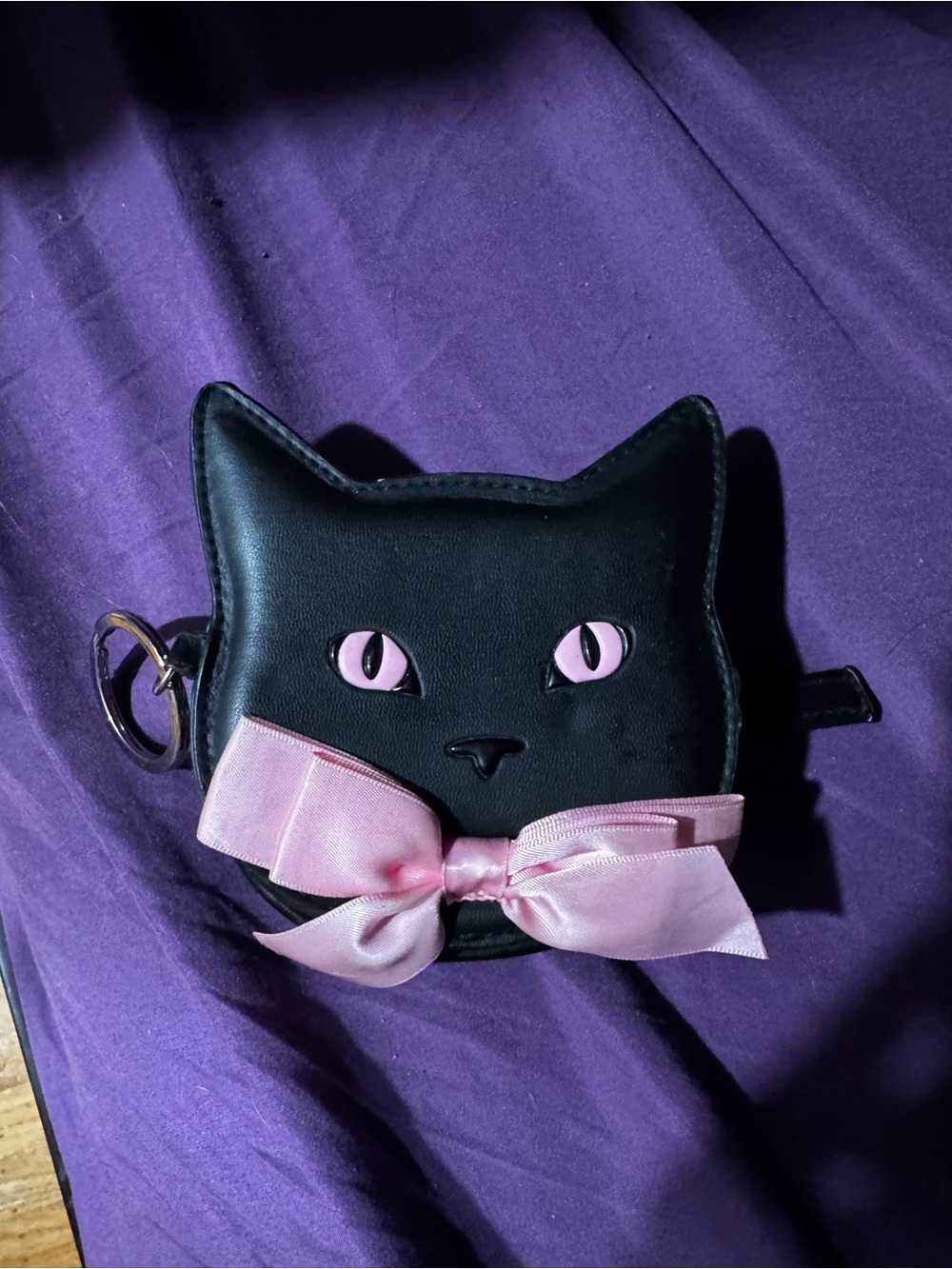 Bath & Body Works Black Cat Coin Purse with Pink Bow